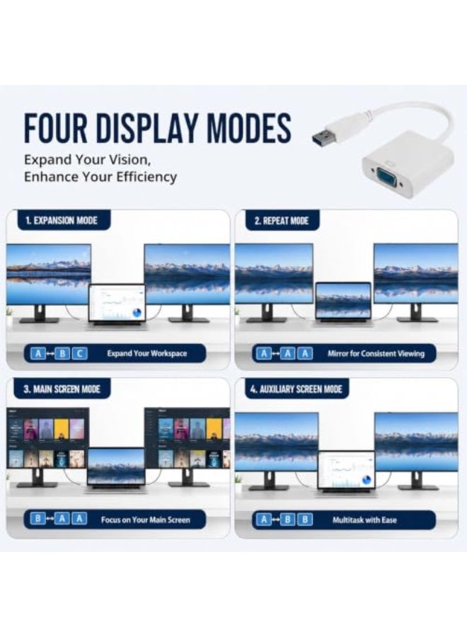 شابية محول HDMI إلى VGA بدقة 1080P (من ذكر HDMI إلى أنثى VGA) مزود بمنفذ صوت وطاقة DC - متوافق مع أجهزة الكمبيوتر المحمولة والمكتبية، وأجهزة التلفاز الذكية (TV Box)، وأجهزة Xbox وPS3 وPS4 وغيرها - اللون: أبيض - Image 5