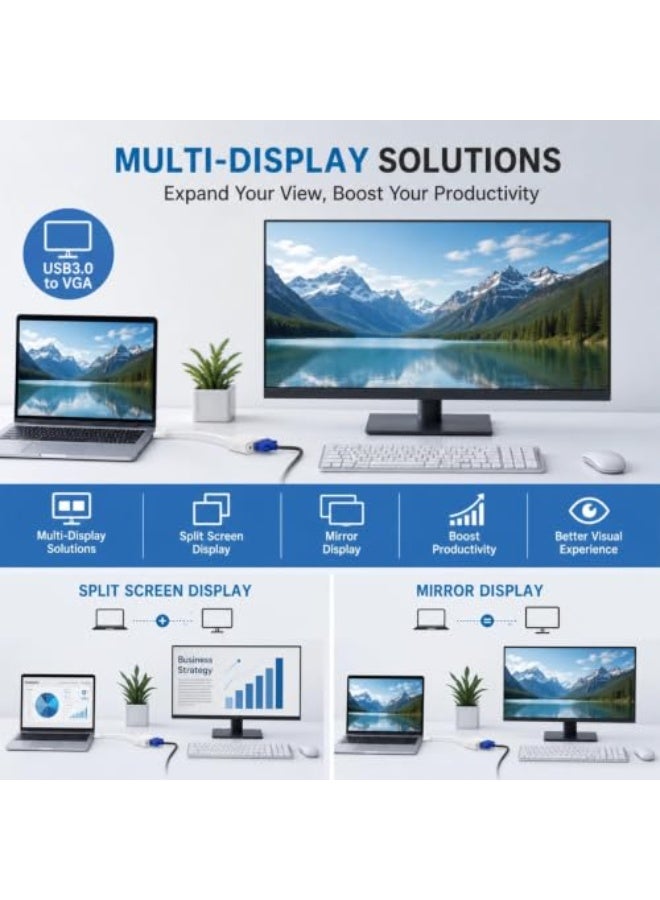 شابية محول HDMI إلى VGA بدقة 1080P (من ذكر HDMI إلى أنثى VGA) مزود بمنفذ صوت وطاقة DC - متوافق مع أجهزة الكمبيوتر المحمولة والمكتبية، وأجهزة التلفاز الذكية (TV Box)، وأجهزة Xbox وPS3 وPS4 وغيرها - اللون: أبيض - Image 4