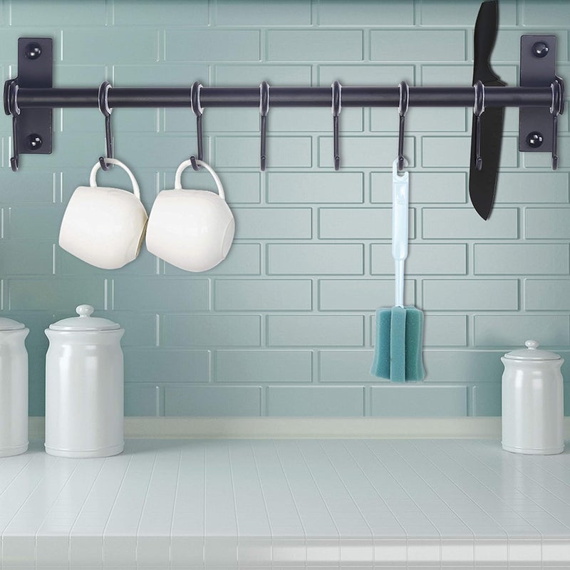 Dseap Pot Rack - Pots and Pans Hanging Rack Rail with 8 Hooks, Double Bars, Pot Hangers for Kitchen, Wall Mounted, Black, Pack of 2 - Image 4