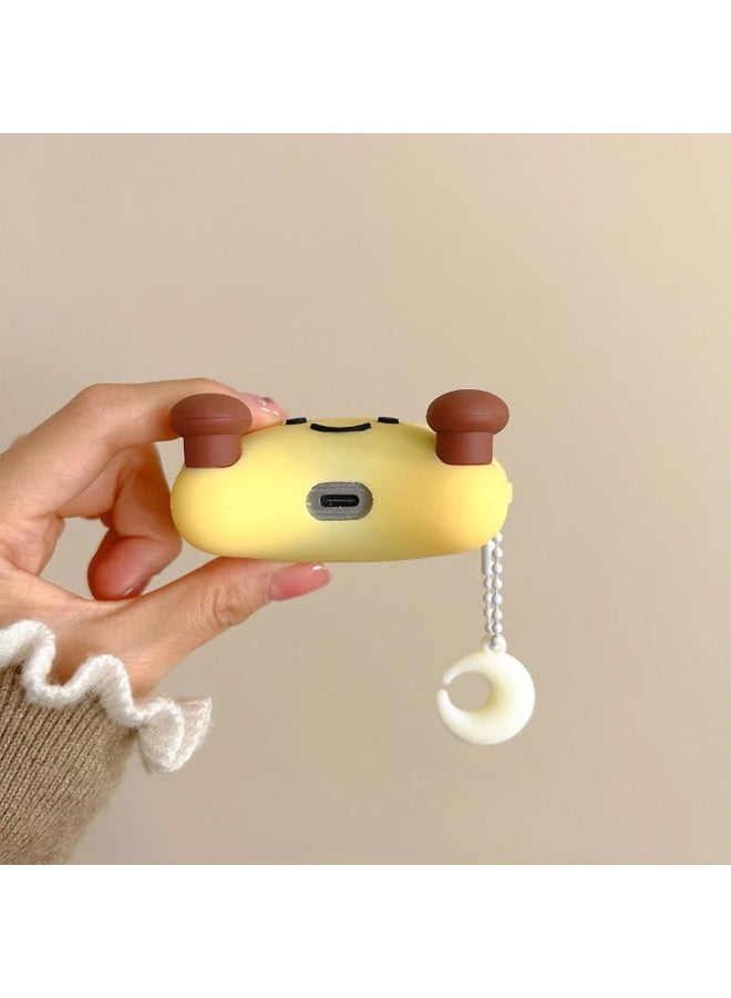 HY Cute Case Compatible with AirPods 4 Case Cover, Kawaii Funny 3D Cartoon AirPods 4th Genaration Case,Star Shape Silicone Protective Cover with Keychain for Women Girls(Yellow) - Image 5