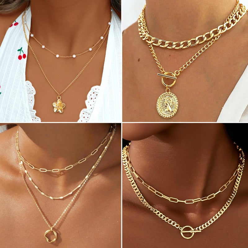 17mile 17 MILE 78 Pieces Gold Jewelry Set for Women, 9 Necklace, 24 Bangle Bracelet, 22 Earrings, 23 Knuckle Rings Ties Gold Plated Jewerly set for Women Gift - Image 2