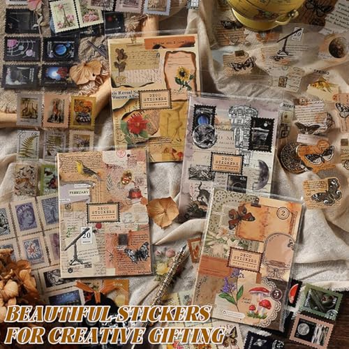 OFIFO® 120 Vintage Scrapbooking Stickers Set - Aesthetic Laptop Stickers, Assorted PET Journal and Planner Stickers, Decorative Craft Stickers for Gift Wrapping, Phone Cases, Notebooks, Luggage - Image 5