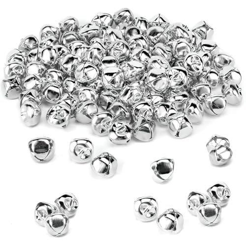 MCPINKY 170PCS Jingle Bells Mini Bells for Crafting for Gift Decorations DIY Gift Bags 05 Inch Silver