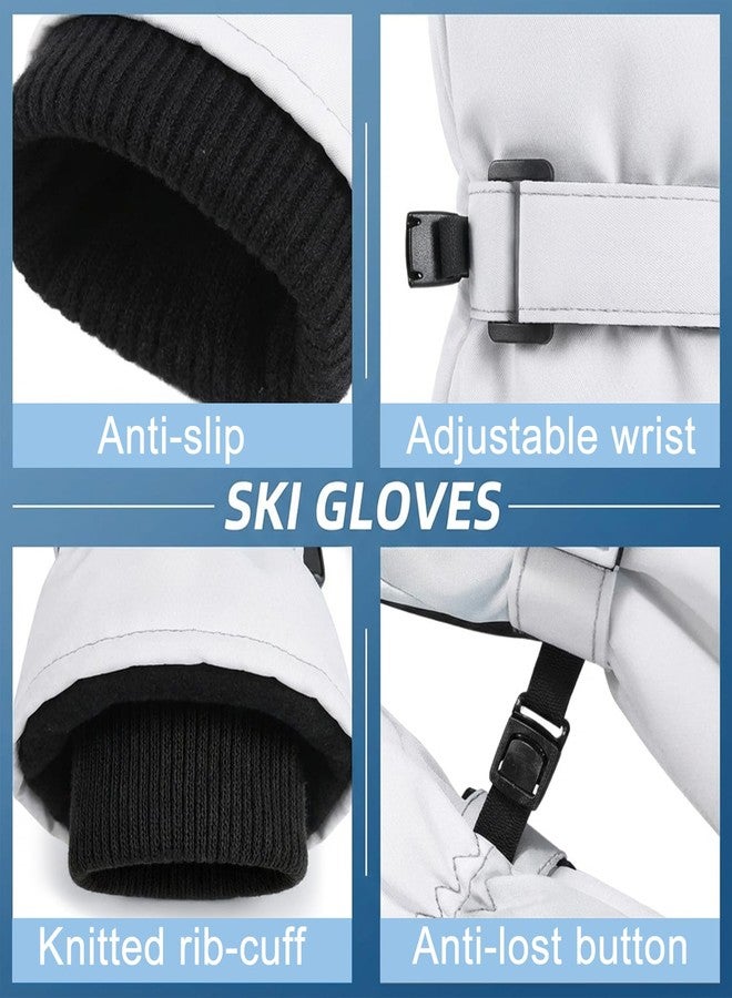 FEILOONG Winter Gloves Women, Snow Gloves Waterproof Touchscreen Windproof, Breathable Thermal Warm Gloves for Skiing Running Cycling Snowboarding, White - Image 5