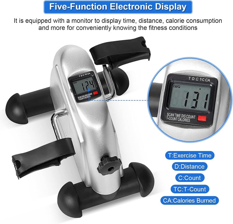 klarako Pedal Trainer, Portable Mini Exercise Pedal Bike Hand Foot Pedal Exerciser Under Desk Slimming Skinny Legs Cycle Bike with Electronic Display for Gym and Indoor - Image 5