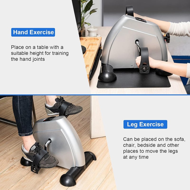 klarako Pedal Trainer, Portable Mini Exercise Pedal Bike Hand Foot Pedal Exerciser Under Desk Slimming Skinny Legs Cycle Bike with Electronic Display for Gym and Indoor - Image 3