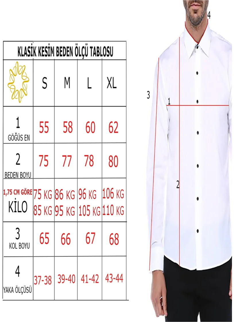 فاريتا Men's Claret Red Striped Board Pattern Long Sleeve Button Down Collar Classic Cut Shirt