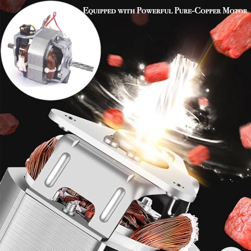 Sunmile Electric Meat Grinder and Sausage Maker - 1HP 1000W Max - Stainless Steel Cutting Blade and 3 Grinding Plates,1 Big Sausage Staff Maker, White - Image 2
