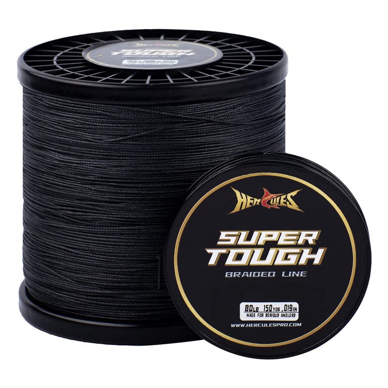 HERCULES Super Tough Braided Fishing Line 30 pounds Test Black 30LB (150 Yards) - 4 Strands - Image 1