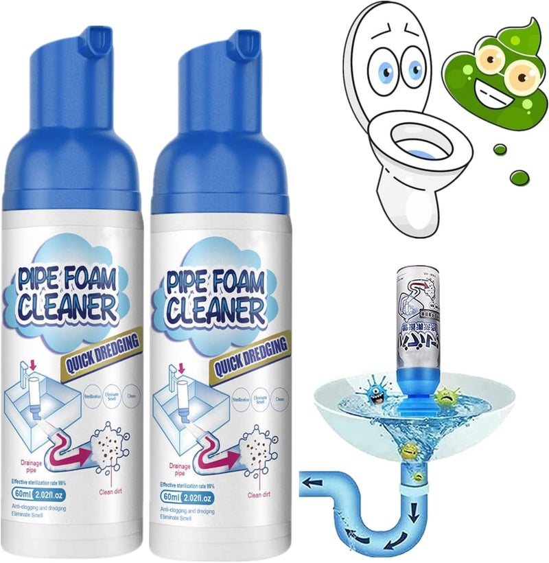 klarako Herios Drain Foam Cleaner - Pipe Dredge Deodorant Foam Cleaner, Powerful Sink and Drain Cleaner, Liquid Hair Drain Clog Remover & Cleaner, Clog Remover for Kitchen Drain/Sinks/Tubs (2pc) - Image 1