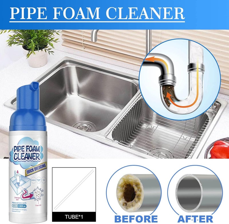klarako Herios Drain Foam Cleaner - Pipe Dredge Deodorant Foam Cleaner, Powerful Sink and Drain Cleaner, Liquid Hair Drain Clog Remover & Cleaner, Clog Remover for Kitchen Drain/Sinks/Tubs (2pc) - Image 2