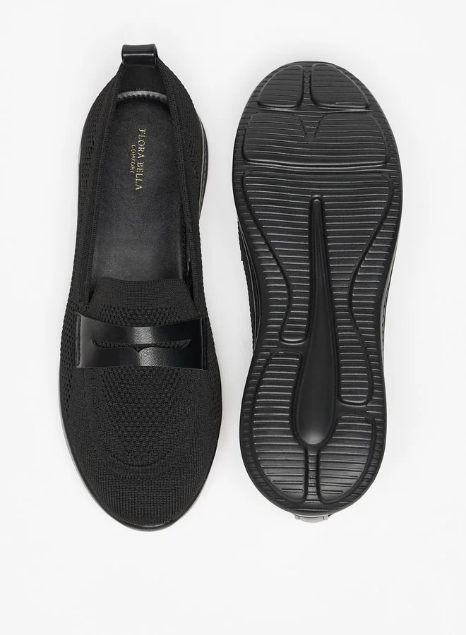 Flora Bella By Shoexpress Mesh Textured Slip-On Shoes with Pull Tabs