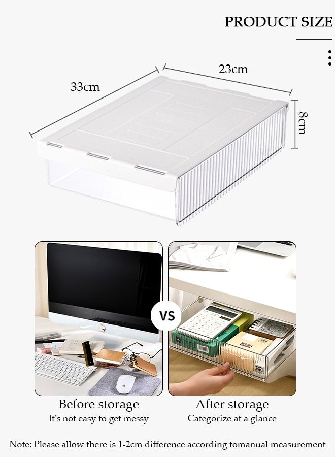 DUNISO منظم أدراج تحت المكتب، ذاتي اللصق، سعة كبيرة لتخزين الطلاب، صينية أدراج مخفية لسطح المكتب، صندوق تخزين أدراج غير مرئي لغرفة النوم في المكتب - Image 2