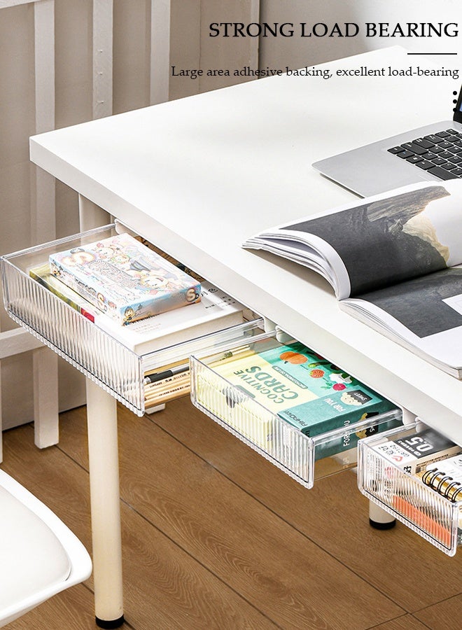DUNISO منظم أدراج تحت المكتب، ذاتي اللصق، سعة كبيرة لتخزين الطلاب، صينية أدراج مخفية لسطح المكتب، صندوق تخزين أدراج غير مرئي لغرفة النوم في المكتب - Image 5
