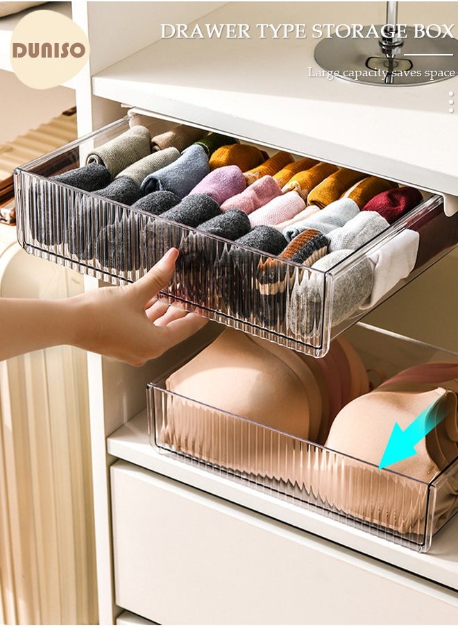 DUNISO - Under Desk Drawer Organizer Storage, Self-Adhesive, Large Capacity Pop-Up Student Storage Hidden Desktop Drawer Tray, Invisible Drawer Storage Box for Office Bedroom - Image 1