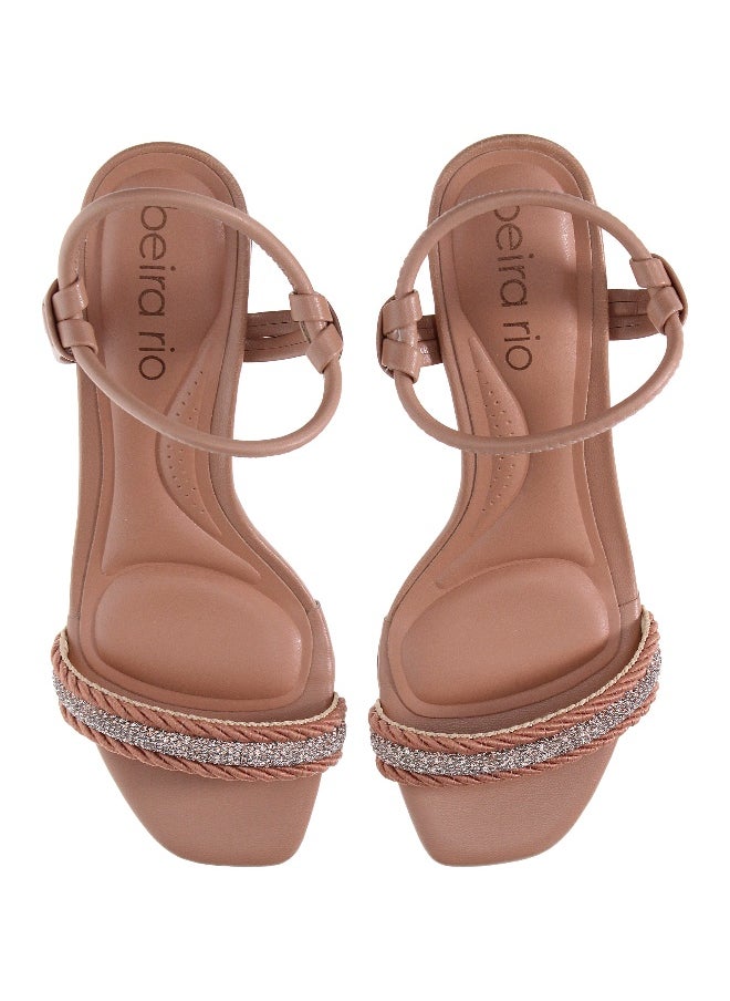 Beira Rio Beira Rio Ladies Mid Heel Sandals Beige | Made In Brazil  - Image 5