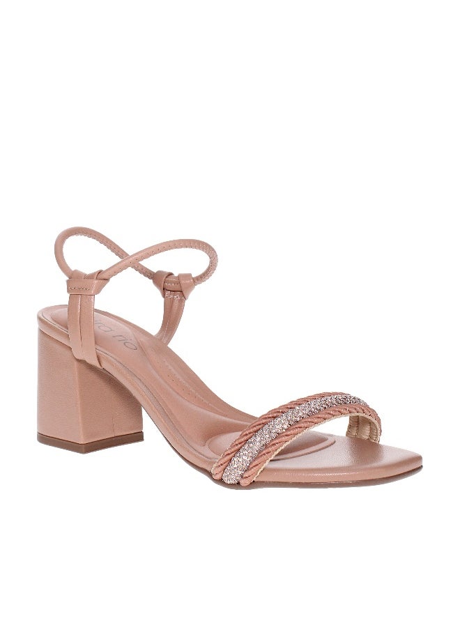 Beira Rio Beira Rio Ladies Mid Heel Sandals Beige | Made In Brazil  - Image 1