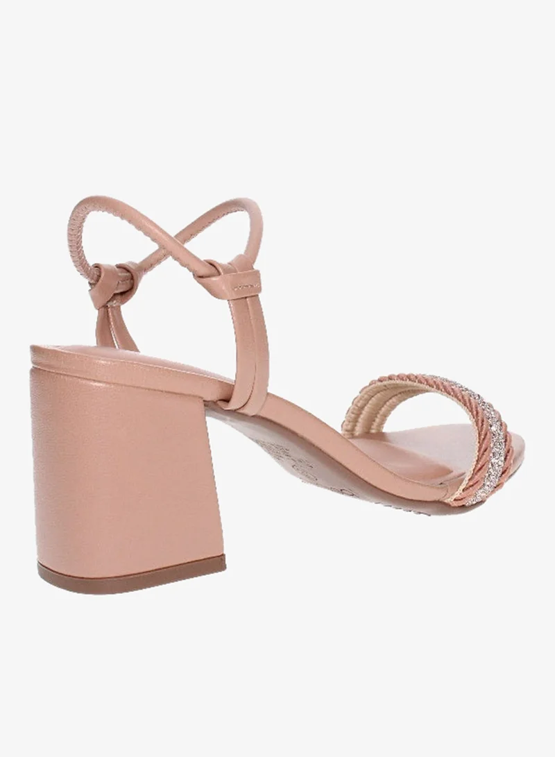 Beira Rio Beige Mid Heels Sandals for Women – Sling Back Heel Sandals for Girls with Ankle Strap for Women | Best Price UAE