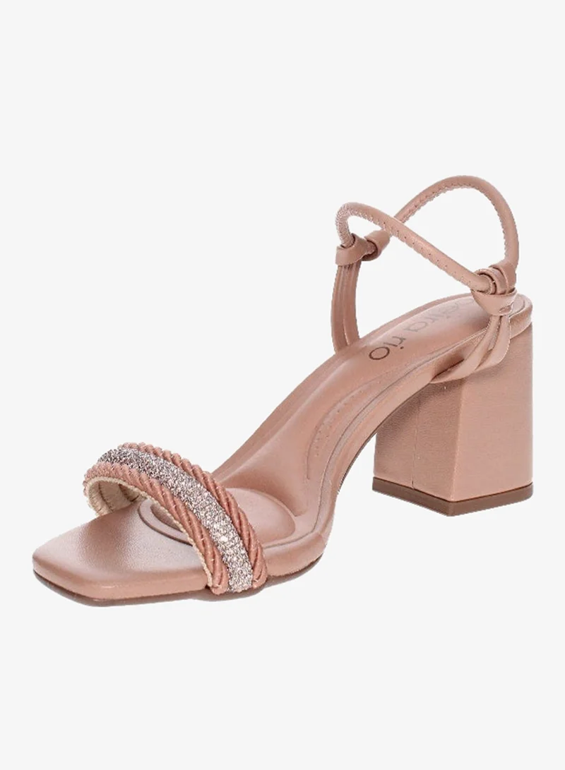 Beira Rio Beige Mid Heels Sandals for Women – Sling Back Heel Sandals for Girls with Ankle Strap for Women | Best Price UAE