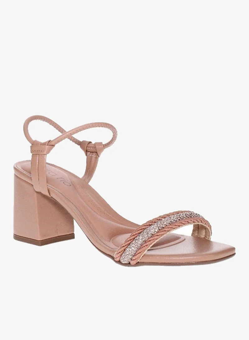 Beira Rio Beige Mid Heels Sandals for Women – Sling Back Heel Sandals for Girls with Ankle Strap for Women | Best Price UAE