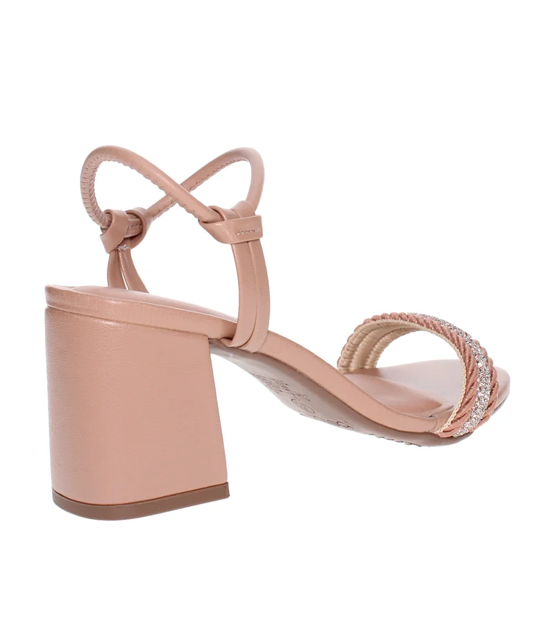 Beira Rio Beige Mid Heels Sandals for Women – Sling Back Heel Sandals for Girls with Ankle Strap for Women | Best Price UAE