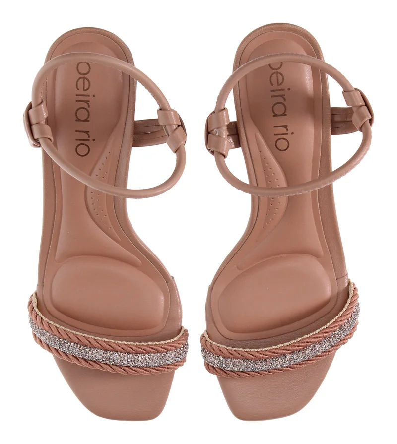 Beira Rio Beige Mid Heels Sandals for Women – Sling Back Heel Sandals for Girls with Ankle Strap for Women | Best Price UAE