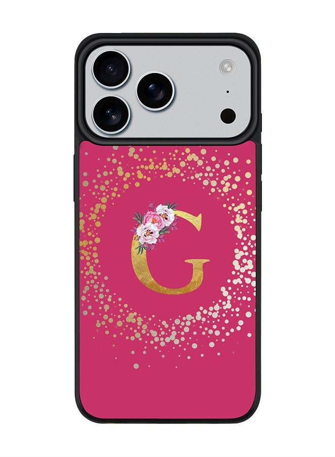 Stylizedd iPhone 17 Pro Max Case, [Compatible with MagSafe] Slim Magnetic cover Phone Case iPhone 17 Pro Max -Custom Monogram Floral - G ( Deep Pink ) - Image 1