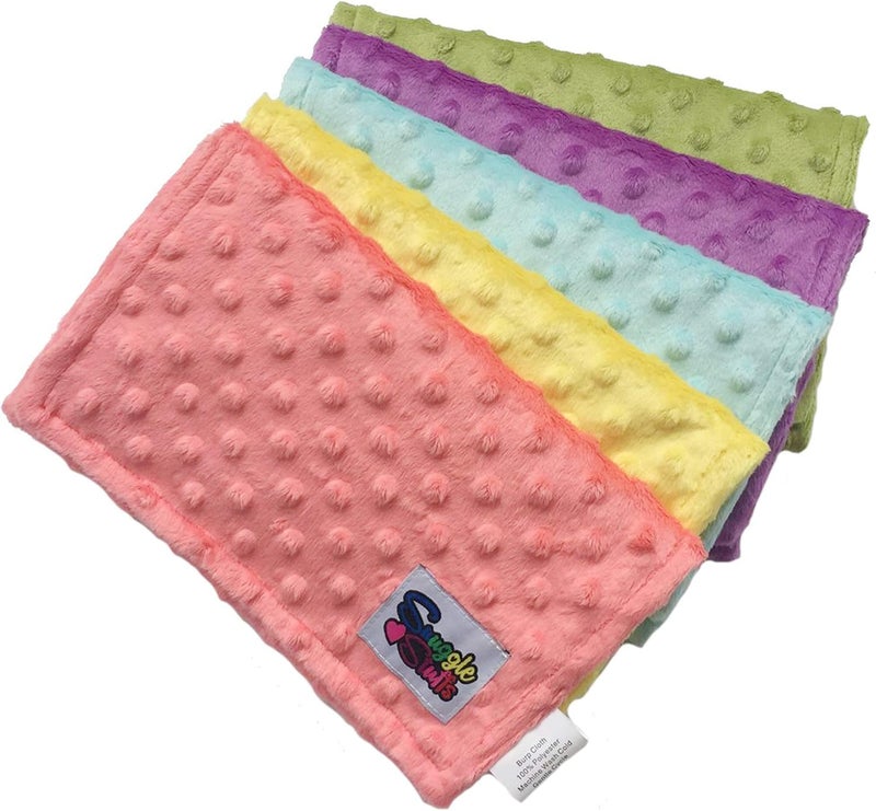 Snuggle Stuffs Baby Girls 5 Pack Minky Dot Burp Cloths - Fun Fashion - Image 1