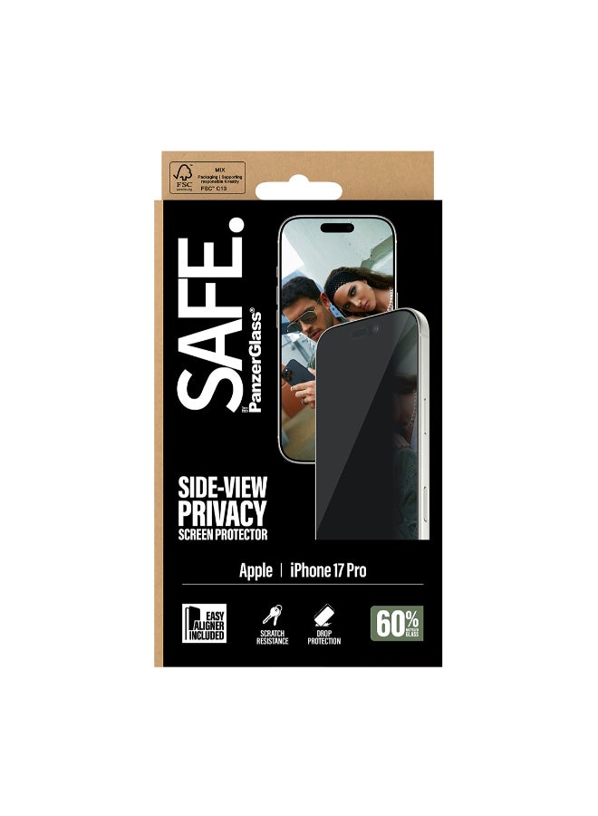 SAFE iPhone 17 Pro Screen Protector 6.3" PRIVACY, Full Screen Tempered Glass, Privacy Filter, Anti-Bluelight, Drop/Scratch Protection, w/ Easy Install Aligner, 2-Way Privacy - Image 2