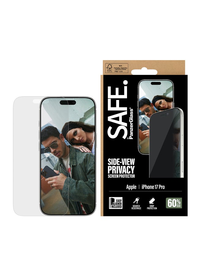 SAFE iPhone 17 Pro Screen Protector 6.3" PRIVACY, Full Screen Tempered Glass, Privacy Filter, Anti-Bluelight, Drop/Scratch Protection, w/ Easy Install Aligner, 2-Way Privacy - Image 1