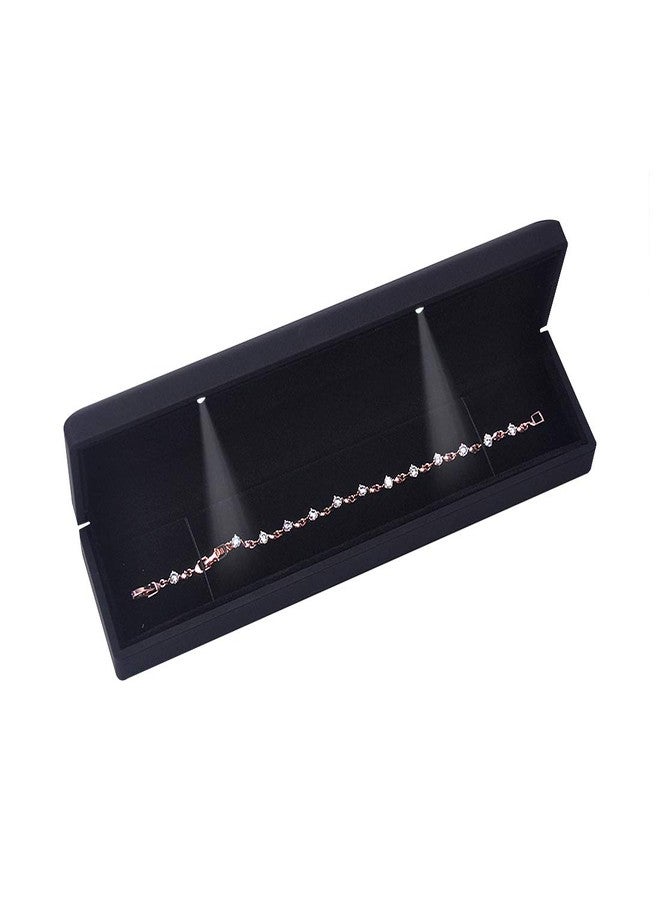 iSuperb LED Light Black Necklace Chain Bracelet Display Case Jewelry Storage Gift Box - Image 3