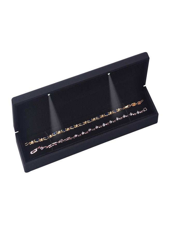 iSuperb LED Light Black Necklace Chain Bracelet Display Case Jewelry Storage Gift Box - Image 2
