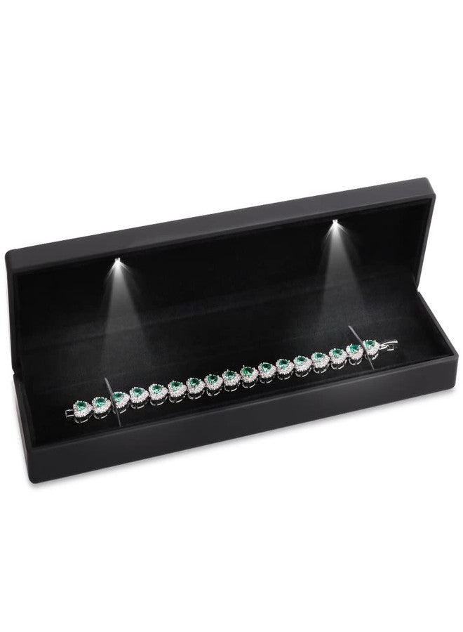 iSuperb LED Light Black Necklace Chain Bracelet Display Case Jewelry Storage Gift Box - Image 1