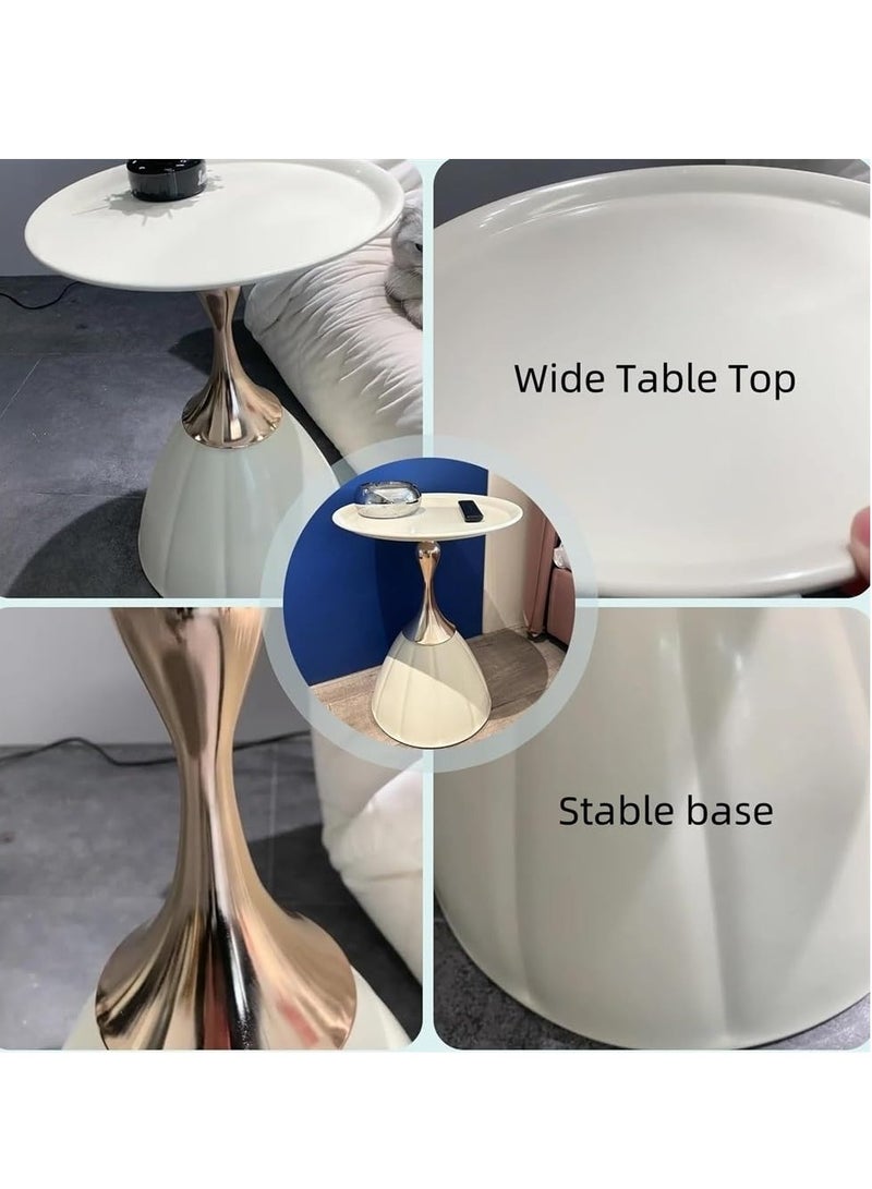 XiuWoo Tray End Table, Modern End Table, Round Coffee Table with Sturdy Base, for Small Spaces, Living Room, Bedroom, Office, Bathroom, Easy Assembly, white - Image 4