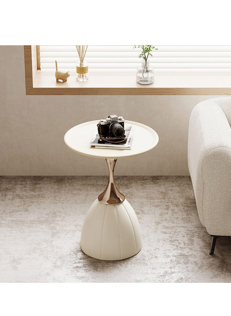 XiuWoo Tray End Table, Modern End Table, Round Coffee Table with Sturdy Base, for Small Spaces, Living Room, Bedroom, Office, Bathroom, Easy Assembly, white - Image 5