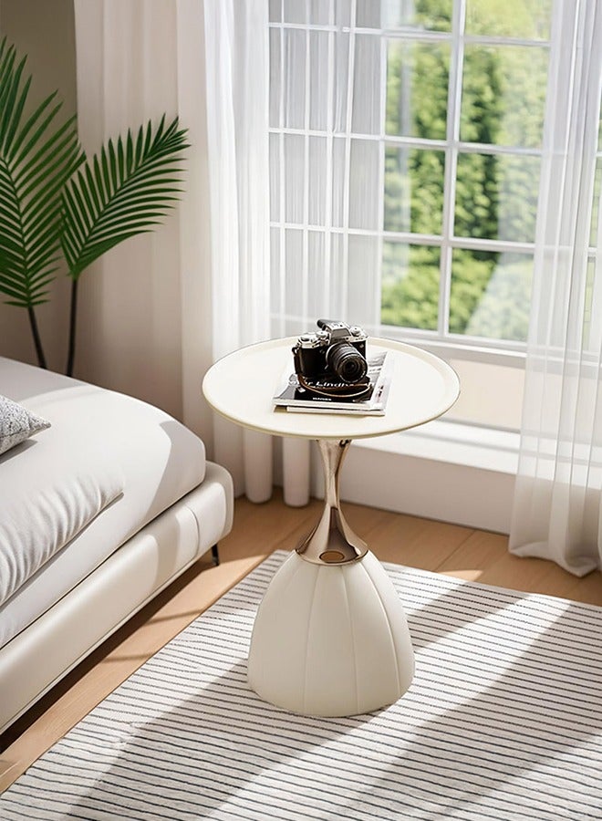 XiuWoo Tray End Table, Modern End Table, Round Coffee Table with Sturdy Base, for Small Spaces, Living Room, Bedroom, Office, Bathroom, Easy Assembly, white - Image 1