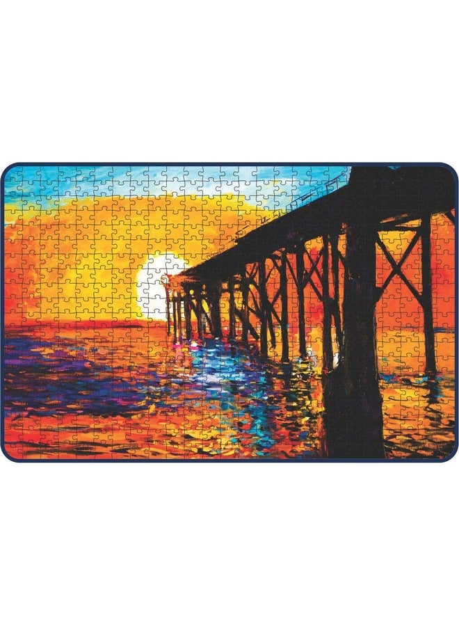 Webby Kids Sunset Over The Bridge Painting Wooden Jigsaw Puzzle, 500 Pieces - Image 1