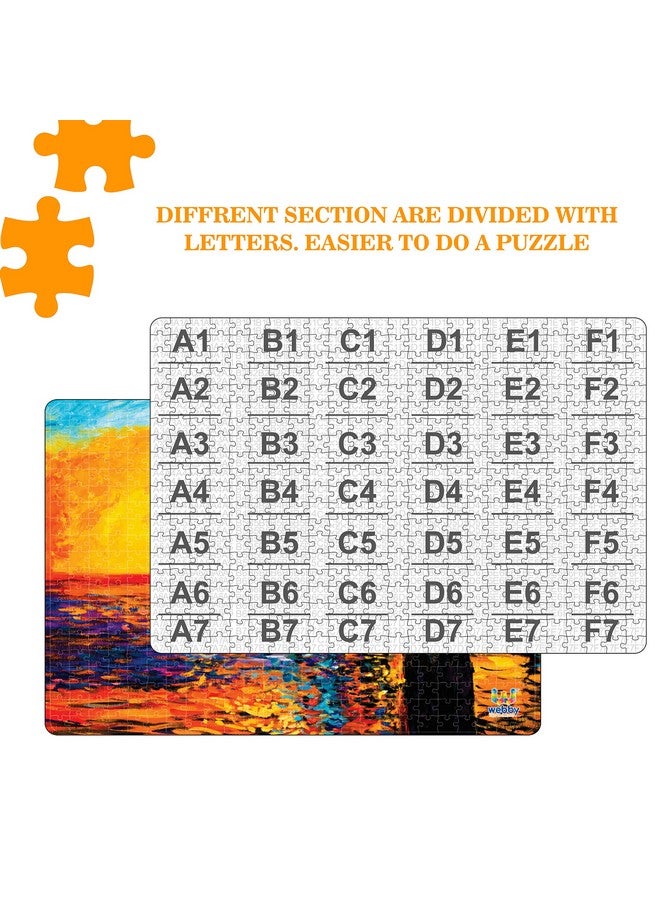 Webby Kids Sunset Over The Bridge Painting Wooden Jigsaw Puzzle, 500 Pieces - Image 3