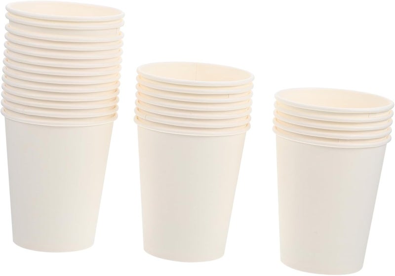 White Disposable Paper Cups 50 Pack Thickened Recyclable For Coffee Beverage Office Party School - Image 1