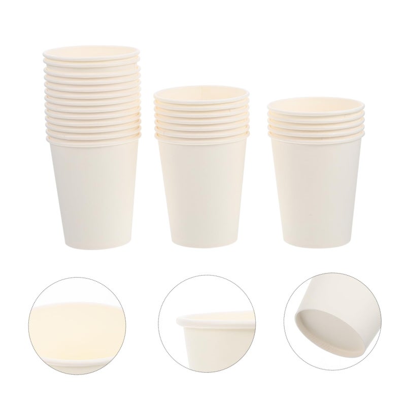 White Disposable Paper Cups 50 Pack Thickened Recyclable For Coffee Beverage Office Party School - Image 4