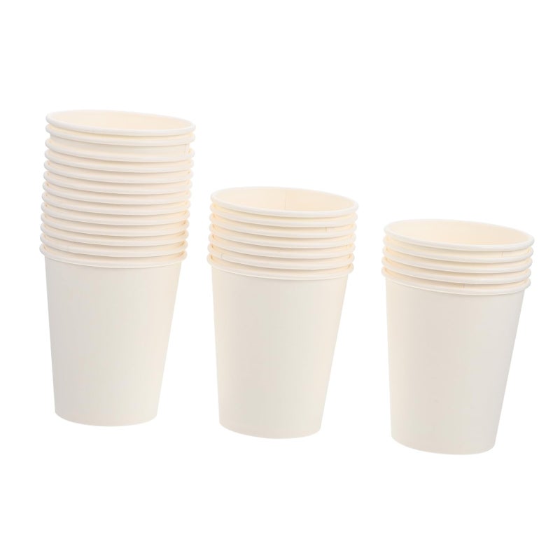 White Disposable Paper Cups 50 Pack Thickened Recyclable For Coffee Beverage Office Party School - Image 2