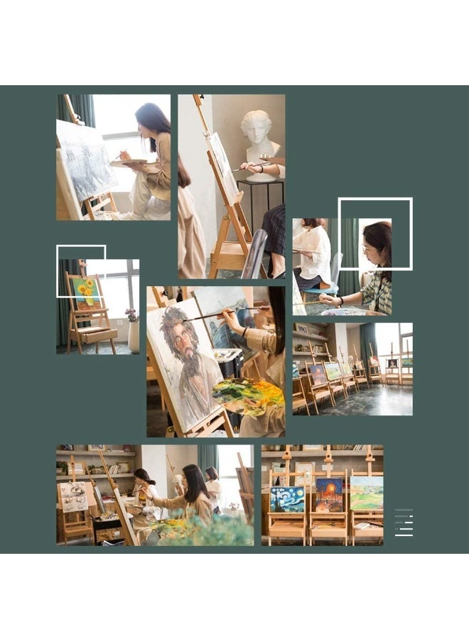 YOUWE7 Large Wooden H-Frame Studio Easel with Artist Storage Drawer and Shelf - Mast Adjustable, Sturdy Canvas Holder Stand - Organized Painting, Drawing Sketching - Image 2