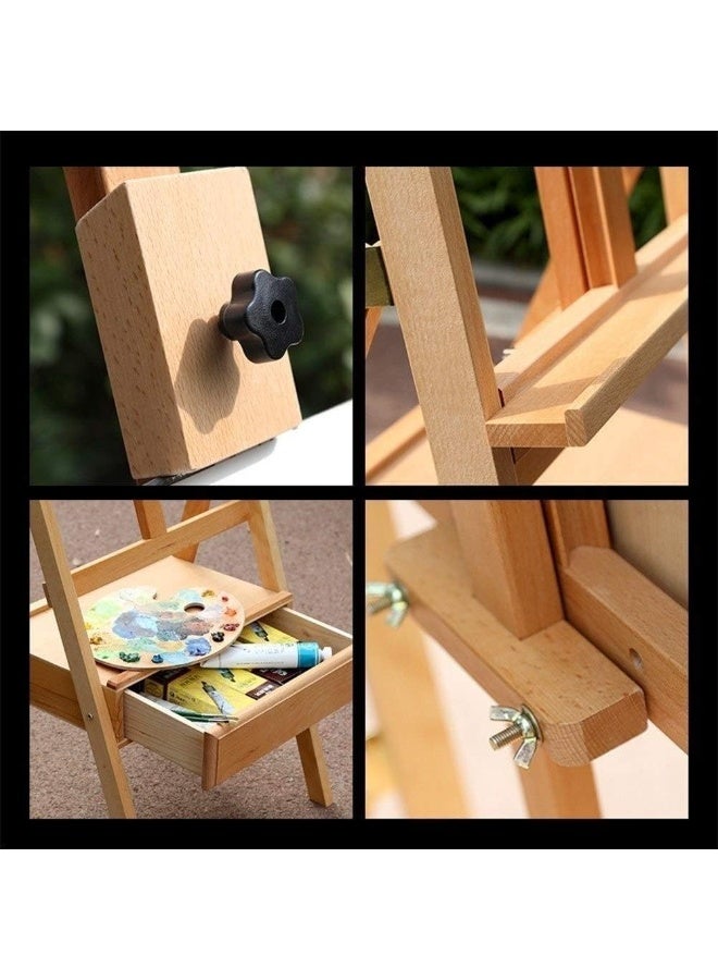 YOUWE7 Large Wooden H-Frame Studio Easel with Artist Storage Drawer and Shelf - Mast Adjustable, Sturdy Canvas Holder Stand - Organized Painting, Drawing Sketching - Image 3