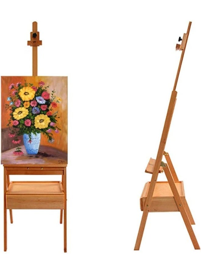 YOUWE7 Large Wooden H-Frame Studio Easel with Artist Storage Drawer and Shelf - Mast Adjustable, Sturdy Canvas Holder Stand - Organized Painting, Drawing Sketching - Image 5