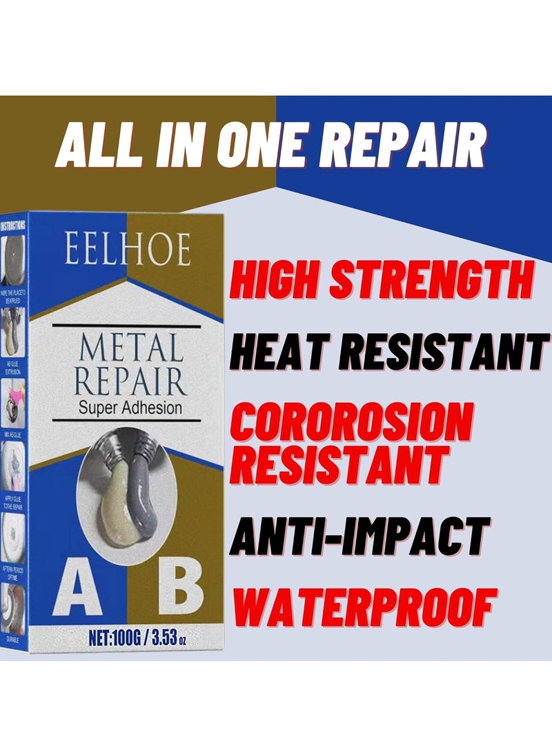 EELHOE Metal Repair Super Adhesion Glue, A And B Repairing Glue, Industrial Metal Repair Paste, Heat Resistance, Powerful Metal Mending Agent For Casting Steel, Sand Holes  - Image 3