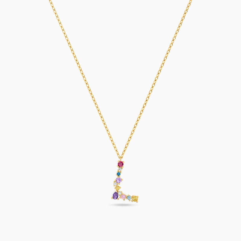 Instyle by L'azurde Instyle Letter L Colored Stones Necklace in 14K Gold - Image 2