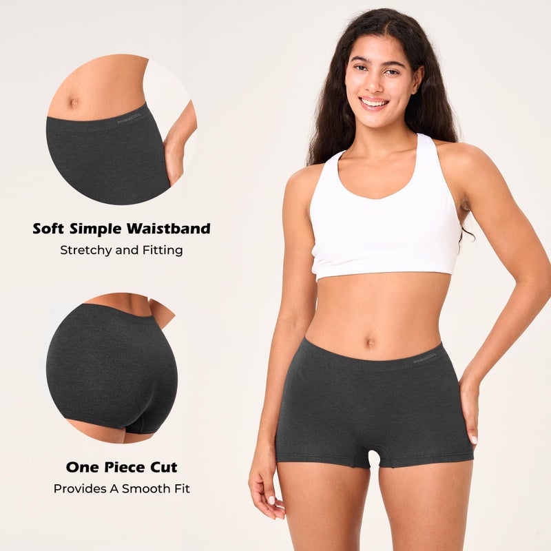 BAMBOO COOL Womens BoyShorts Underwear Seamless Boxer Briefs Mid Rise Full Coverage Breathable Stretch Ladies Panties 5 Pack - Image 3