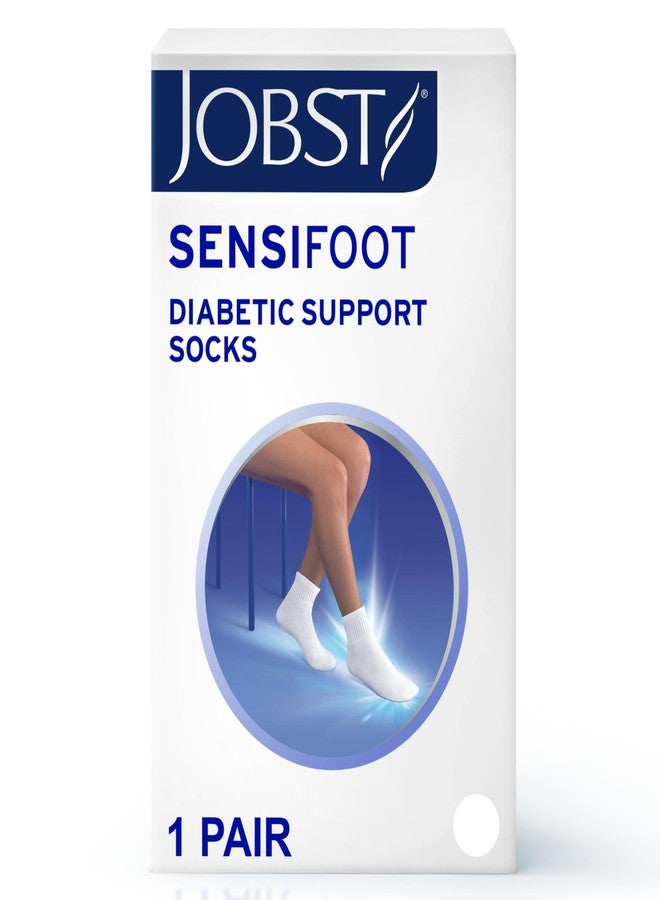جوبست جوارب JOBST SensiFoot الداعمة لمرضى السكري للرجال والنساء، بتصميم سلس عند الأصابع ونظام امتصاص الرطوبة - حشوة إضافية في منطقة الأصابع والقدم والكعب - تصميم قصير - مقدمة مغلقة - أبيض، مقاس كبير جدًا - Image 2