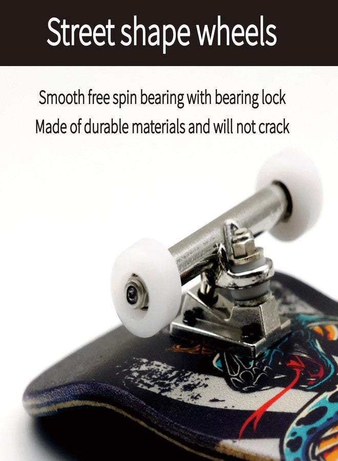 RACOFSB 36mm Pro Fingerboard with Wooden Finger Skateboard Deck Upgraded Finger Board Trucks Street Shape Bearing Wheels (Skull) - Image 5