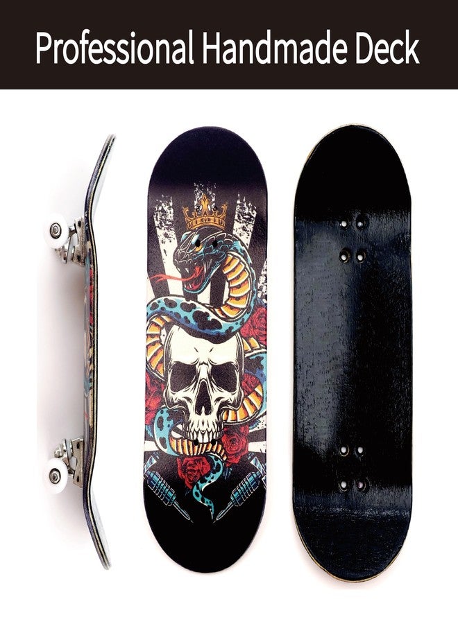 RACOFSB 36mm Pro Fingerboard with Wooden Finger Skateboard Deck Upgraded Finger Board Trucks Street Shape Bearing Wheels (Skull) - Image 3